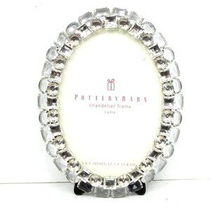 POTTERY BARN CHANDELIER FAUX CRYSTAL CLEAR JEWELED PICTURE OVAL FRAME 5X7